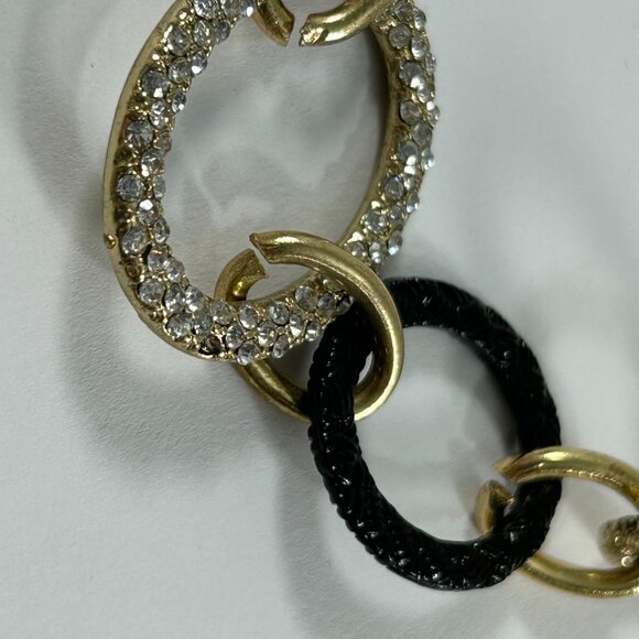 Sofia Vergara Multi Strand Necklace Gold Tone Chains Rhinestones Statement - Picture 4 of 9